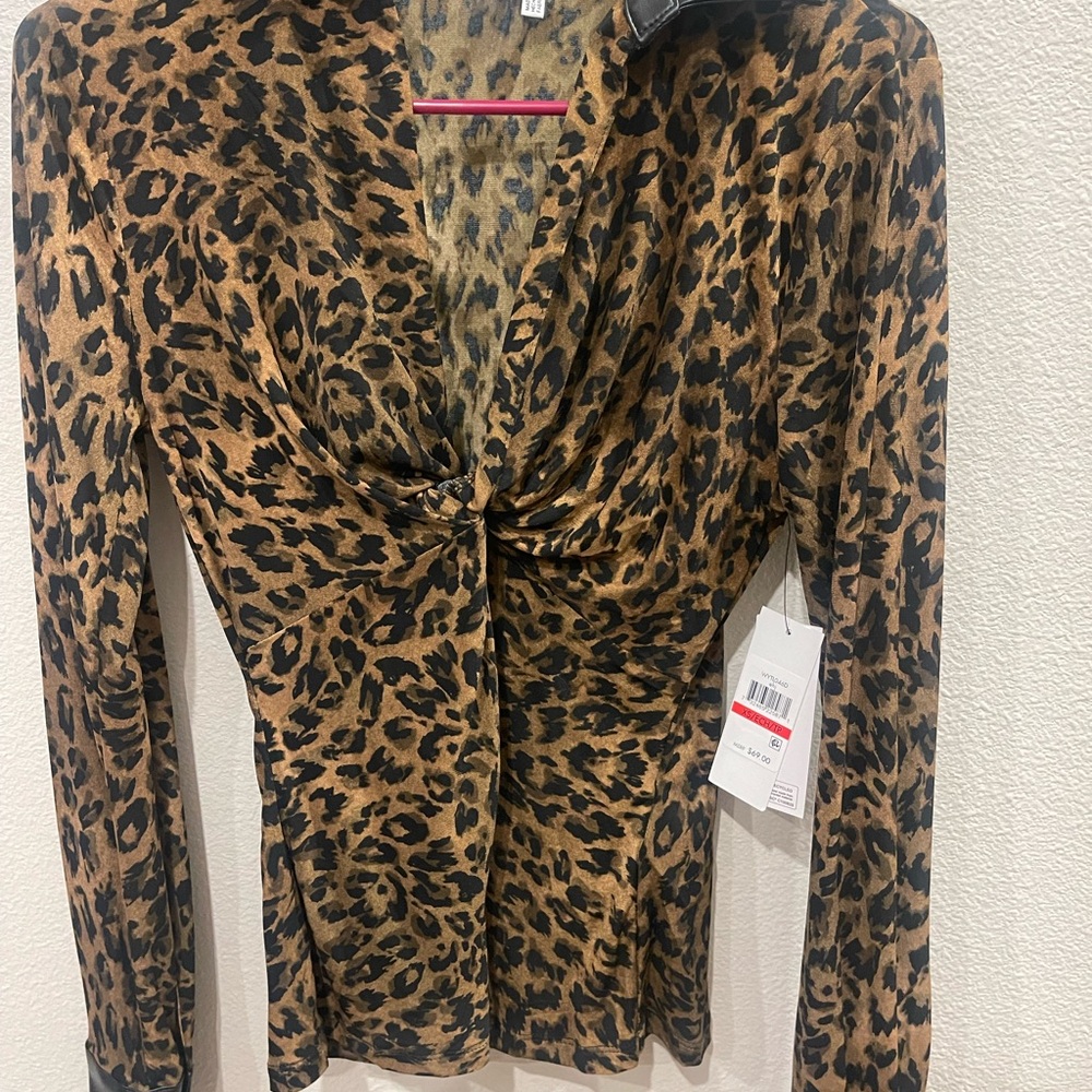 DKNY Animal Print Top with Black Accents